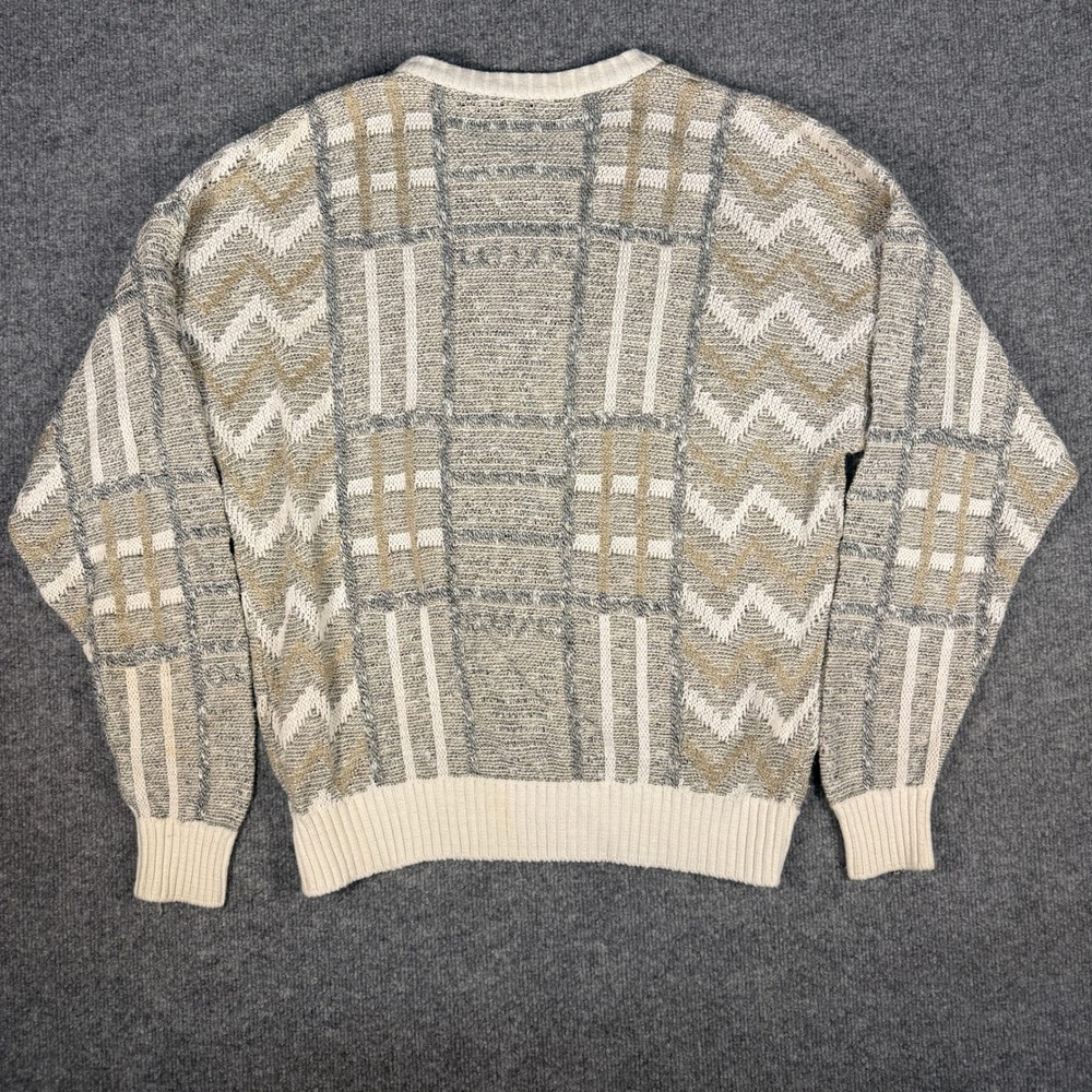 Vintage Geometric Multi Pattern Knit Sweater Crea… - image 5